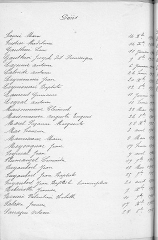 Tables décennales des décès (1913-1922)