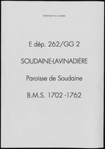 Baptêmes, mariages, sépultures (1702-1762)