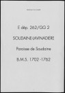 Baptêmes, mariages, sépultures (1702-1762)
