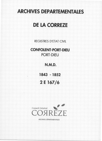 Naissances, mariages, décès (1843-1852)