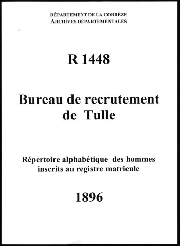 Classe 1896 : table alphabétique.