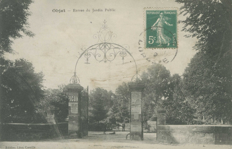 Objat : "Objat - Entrée du jardin public".