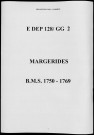 Baptêmes, mariages, sépultures (1750-1769)
