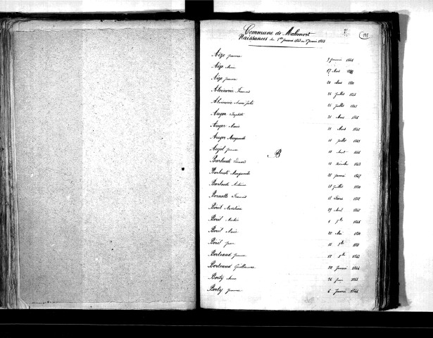 Tables décennales des mariages (fin à monteil) (1843-1852)