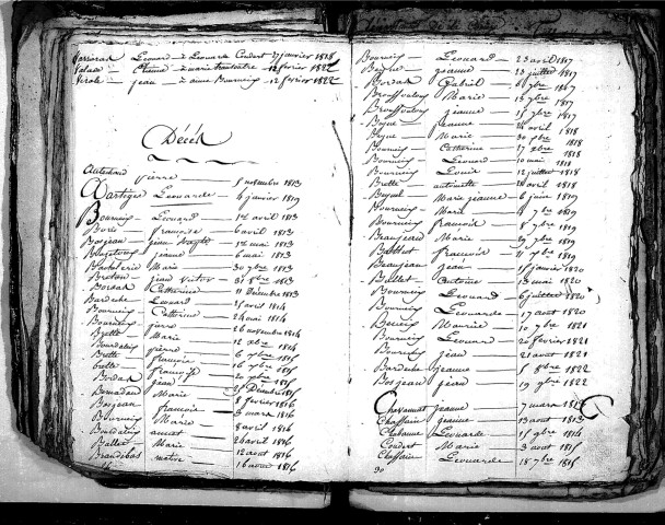 Tables décennales des décès (1813-1822)