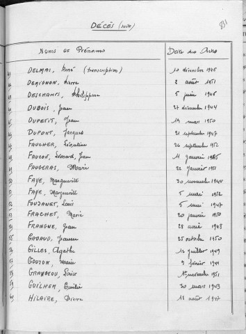 Tables décennales des décès (1943-1952)