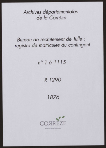 Classe 1876 : matricules 1 à 1115.
