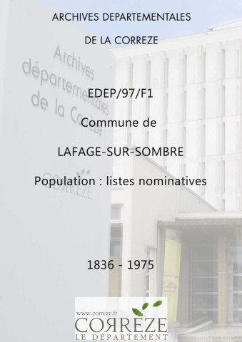 Population : listes nominatives. 1836-1975