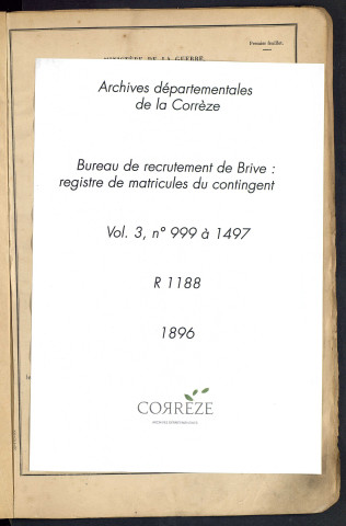 Classe 1896 : matricules 999 à 1497.