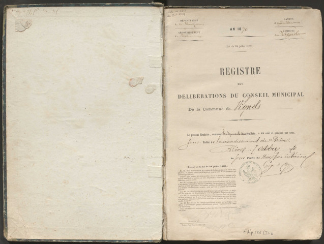 Délibérations du conseil municipal. 1er novembre 1870-15 novembre 1886