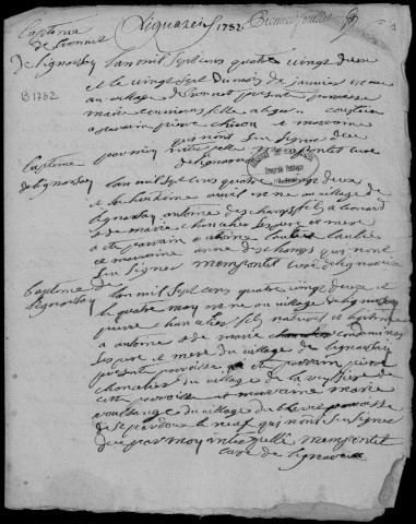 Baptêmes, mariages, sépultures puis naissances, mariages, décès (1782-1802)