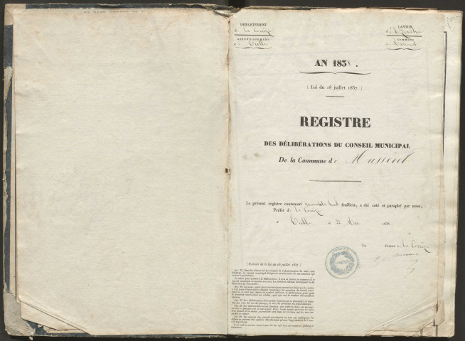 Délibérations du conseil municipal. 23 mai 1838-2 mai 1852