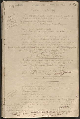Délibérations du conseil municipal. 19 août 1907-14 mars 1945