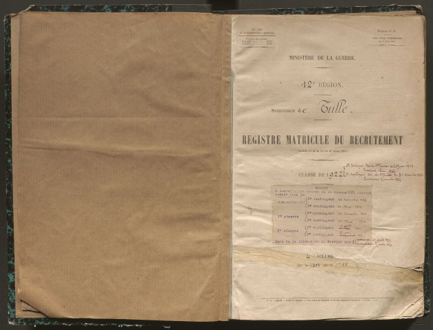 Classe 1922 : matricules 1501 à 1788.