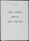 Baptêmes, mariages, sépultures (1743-1760)