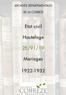 Mariages (1922-1932).