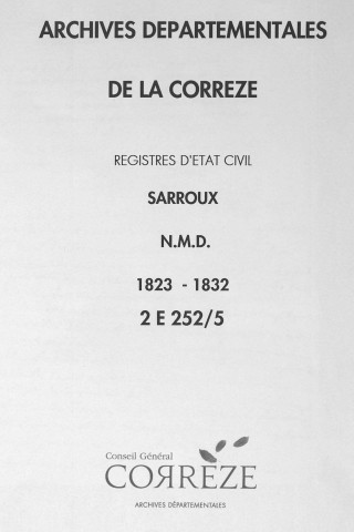 Naissances, mariages, décès (1823-1832)