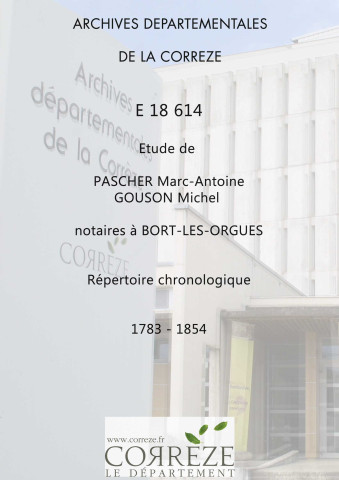 Répertoire chronologique : 1783-1854