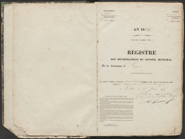 Délibérations du conseil municipal. 10 septembre 1865-18 novembre 1877