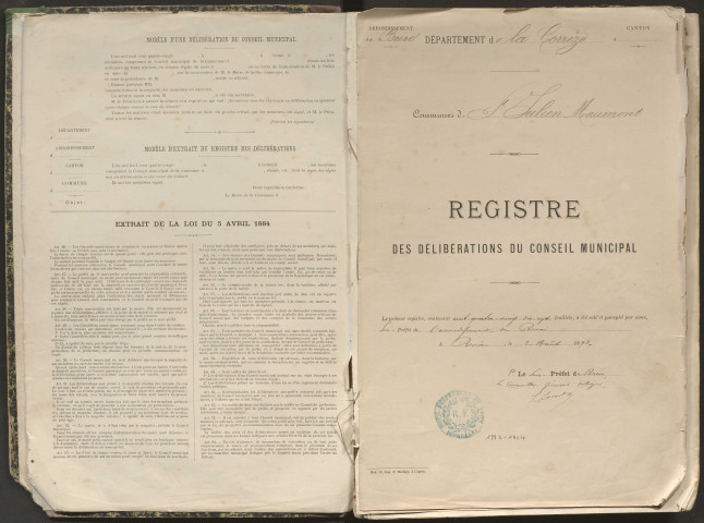 Délibérations du conseil municipal. 10 août 1892-21 février 1904