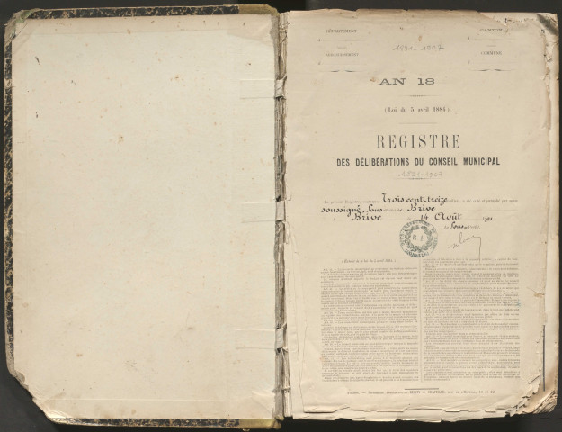 Délibérations du conseil municipal. 24 mai 1891-19 mai 1907