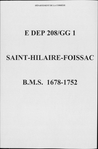 Baptêmes, mariages, sépultures (1678-1772)