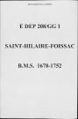 Baptêmes, mariages, sépultures (1678-1772)
