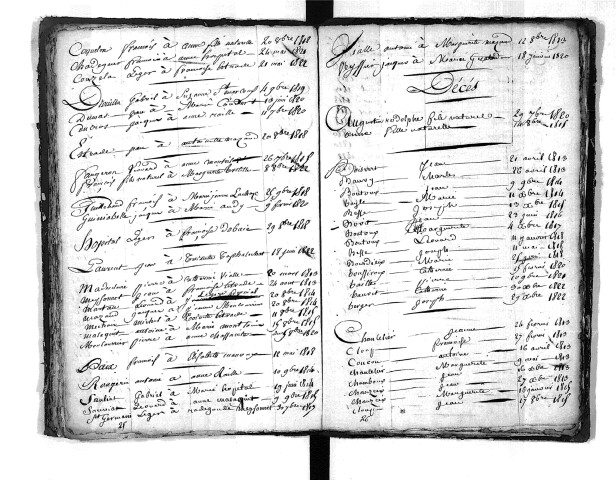Tables décennales des mariages (1813-1822)