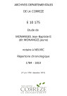 Répertoire chronologique : 17 juin 1784-décembre 1810