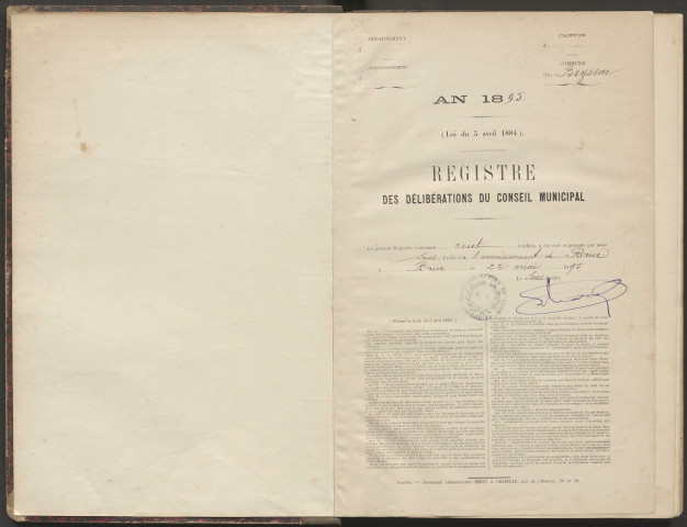 Délibérations du conseil municipal. 16 juin 1895-26 mars 1903