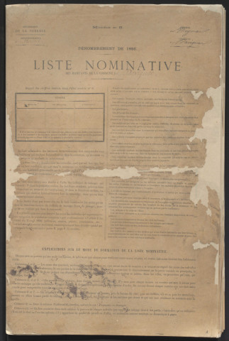 Population : listes nominatives. 1886, 1911-1936