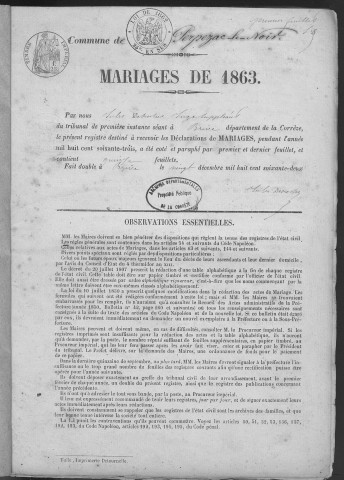 Mariages (1863-1882)