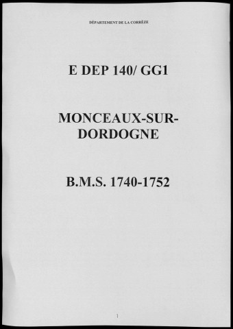 Baptêmes, mariages, sépultures (1740-1752)