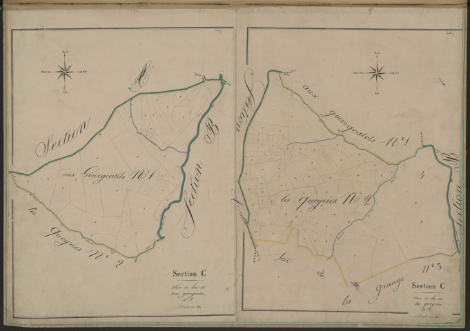 Sections C1 et C2 des Gourgeatels et des Queyries