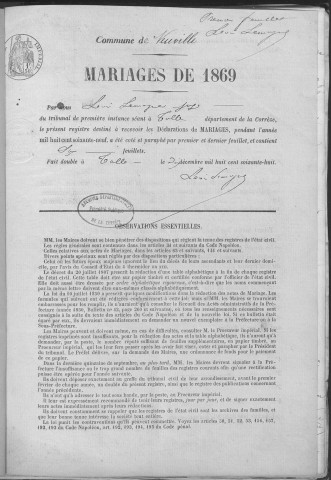 Mariages (1869-1881)