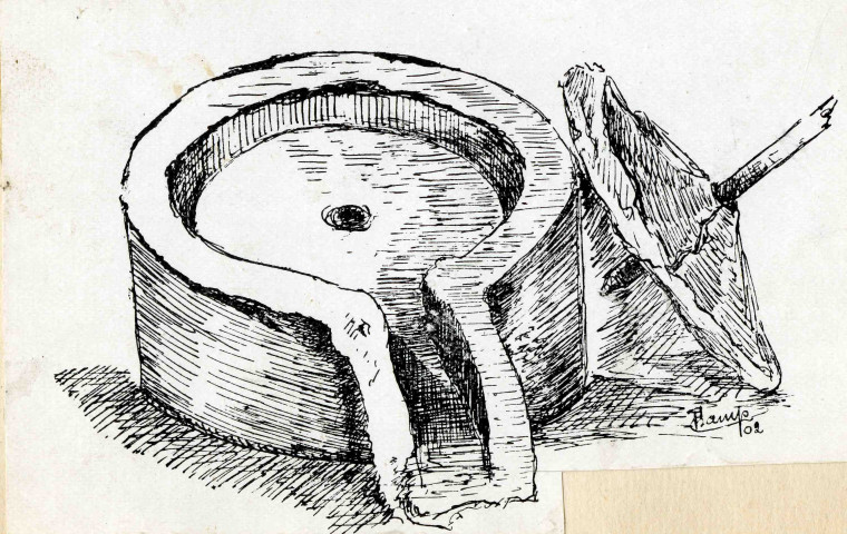 "Meule de la cella méridionale du fanum".