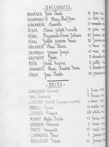 Tables décennales des décès (1943-1952)