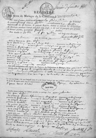 Mariages (1820-1838)