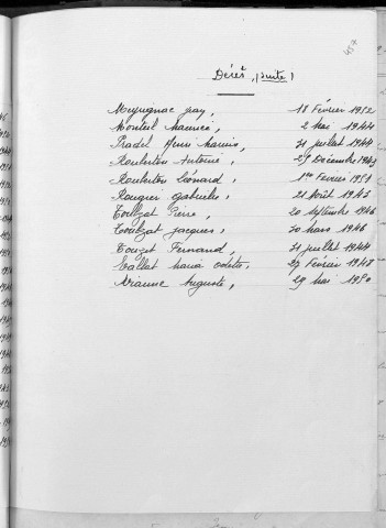 Tables décennales des décès (1943-1952)