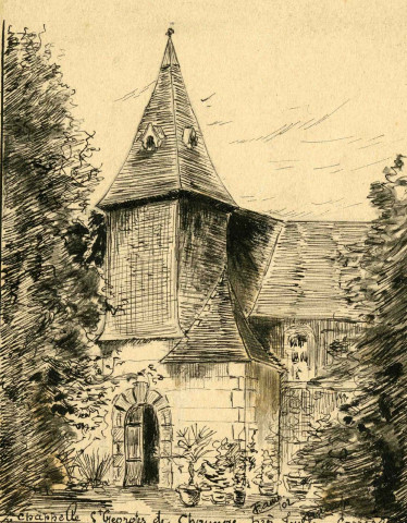 Tour-porche de la chapelle Saint-Georges de Chaunac.