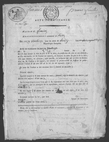 Naissances, mariages, décès (1801-1802)
