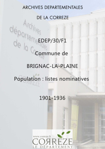 Population : listes nominatives. 1901-1936