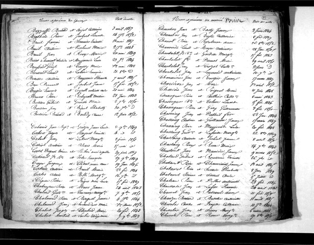Tables décennales des mariages (1843-1852)