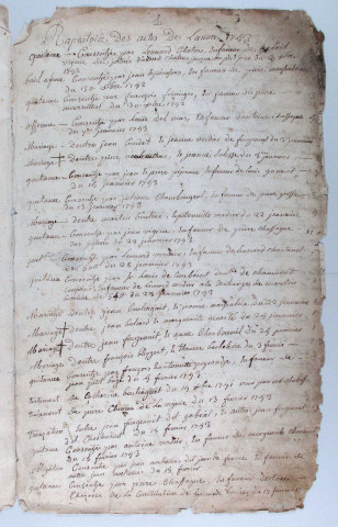 Répertoire chronologique : 29 décembre 1742-29 mars 1762