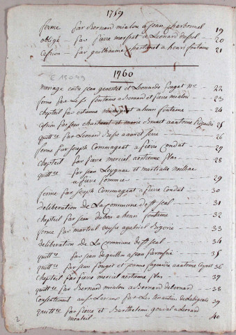 Répertoire chronologique (juin 1759-juin 1771); table des testaments (1750-1771)