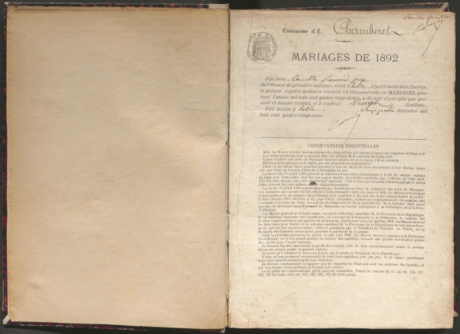Mariages (1892-1902)
