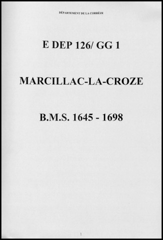Baptêmes, mariages, sépultures (1645-1698)