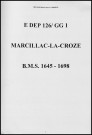 Baptêmes, mariages, sépultures (1645-1698)
