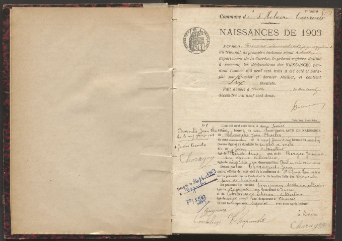 Naissances (1903-1921).