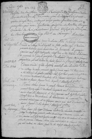 Baptêmes, mariages, sépultures (1783-1792)